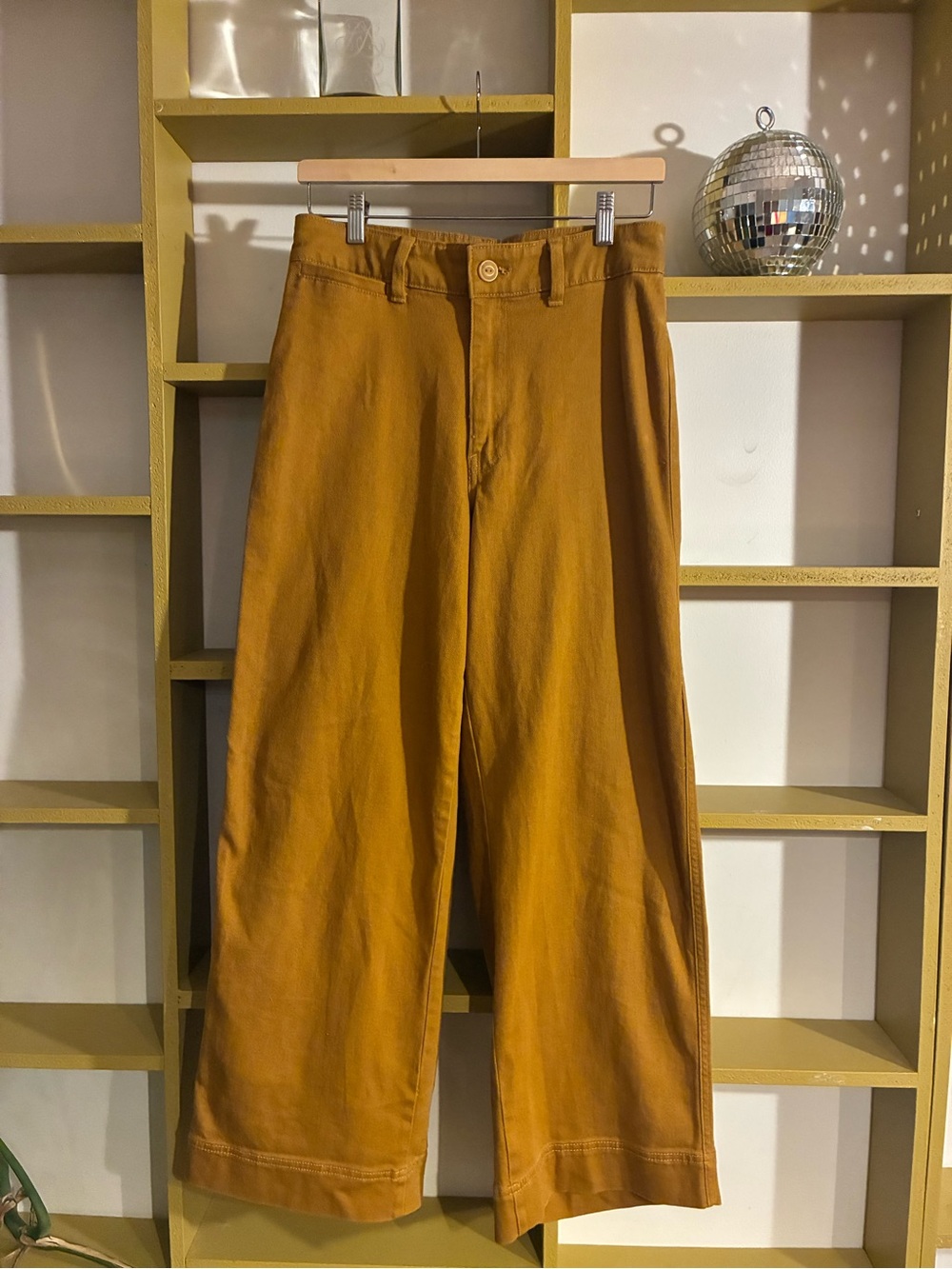 Universal Thread Wide-Leg Casual Trousers - Mustard Brown